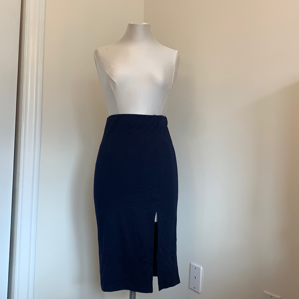 Forever 21 navy blue slit midi skirt